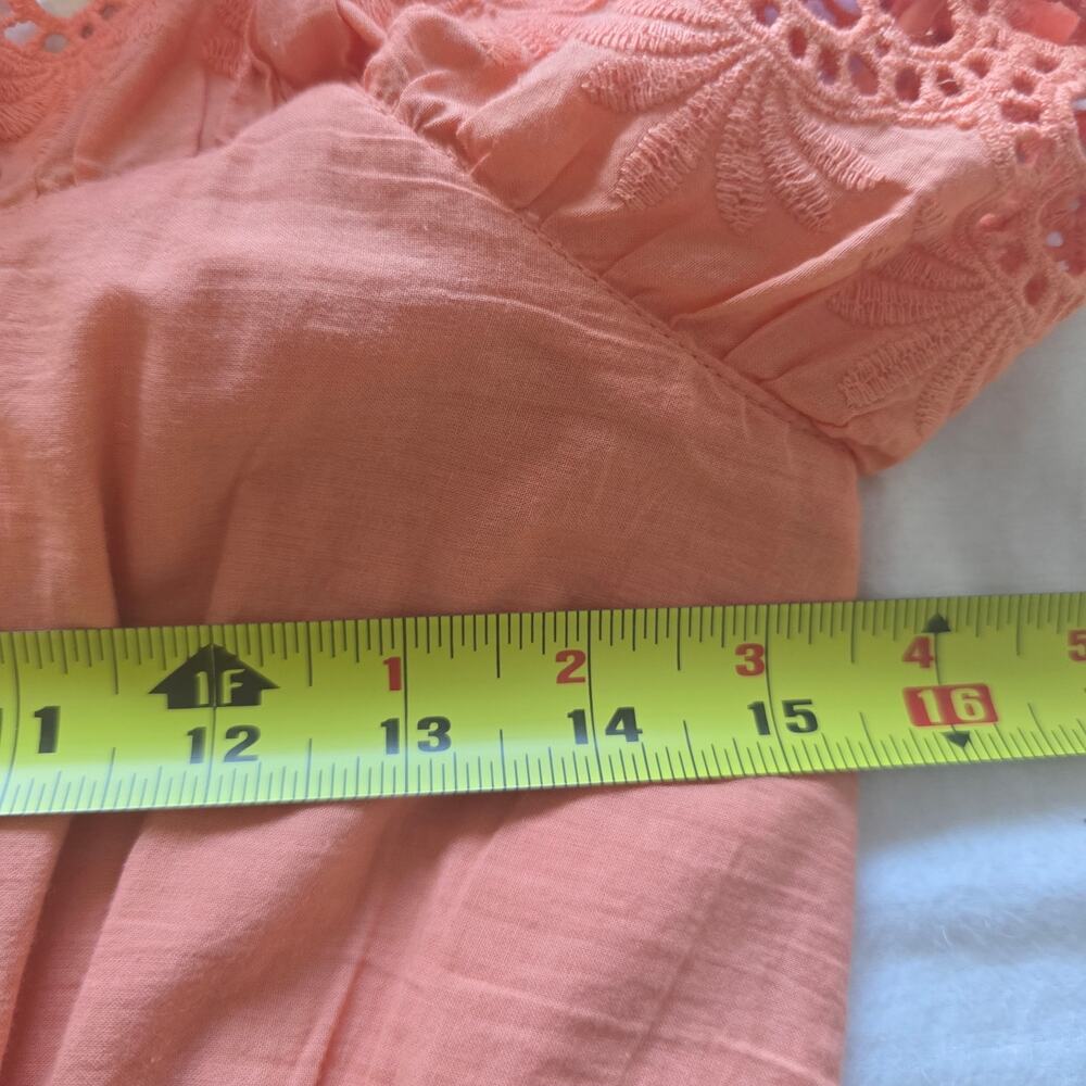 Lovers and Friends Tiered Midi Maxi Dress XS Eyelet Lace Coral Pink Cottagecore - Picture 10 of 12